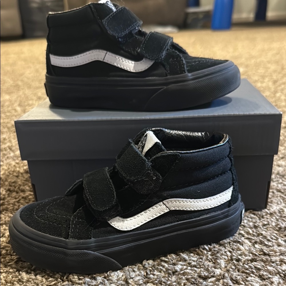 Vans Black and White Sk8-Mid Sneakers with Velcro Straps